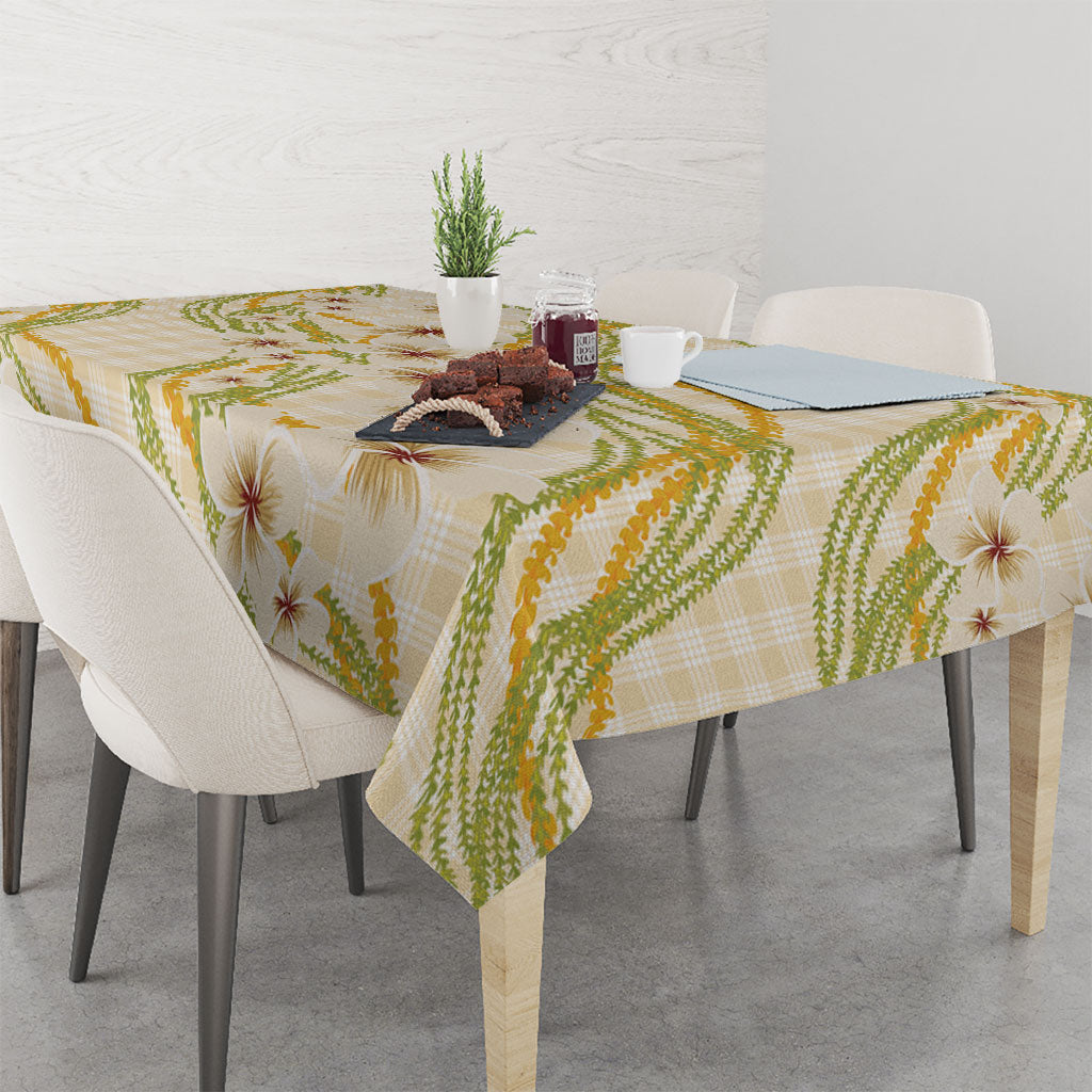 Melemele Ahiahia Hawai'i Palaka Plumeria Tablecloth Puakenikeni and Maile Lei LT9 - Polynesian Pride