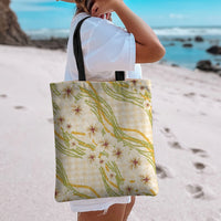 Melemele Ahiahia Hawai'i Palaka Plumeria Tote Bag Puakenikeni and Maile Lei LT9 - Polynesian Pride