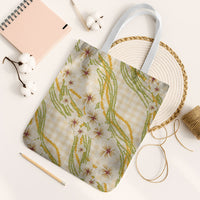 Melemele Ahiahia Hawai'i Palaka Plumeria Tote Bag Puakenikeni and Maile Lei LT9 White Strap One Size Pastel Yellow - Polynesian Pride