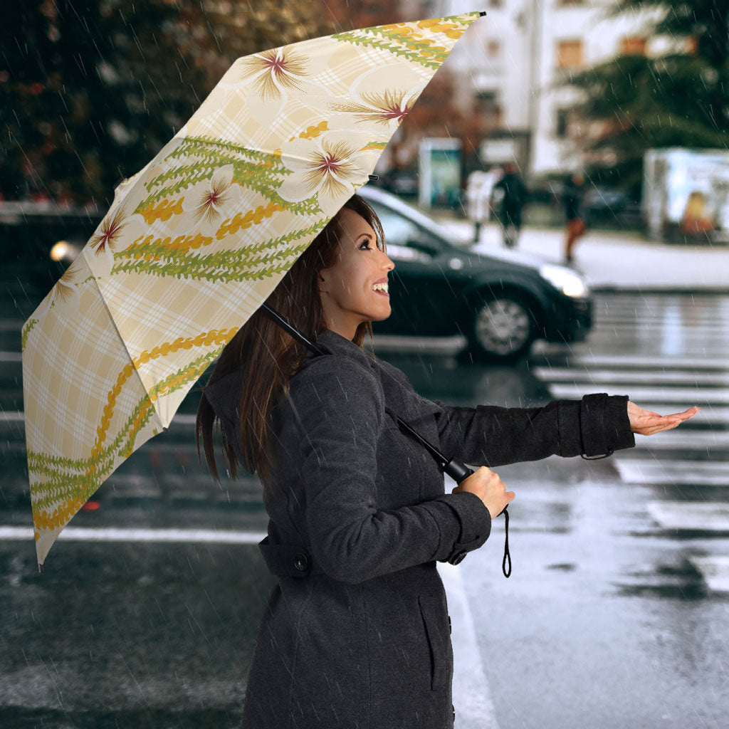 Melemele Ahiahia Hawai'i Palaka Plumeria Umbrella Puakenikeni and Maile Lei LT9 - Polynesian Pride