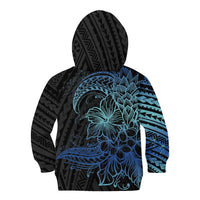 Floral Polynesian Hibiscus Tattoo Kid Hoodie Blue Gradient Style LT9 - Polynesian Pride