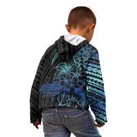 Floral Polynesian Hibiscus Tattoo Kid Hoodie Blue Gradient Style LT9 - Polynesian Pride