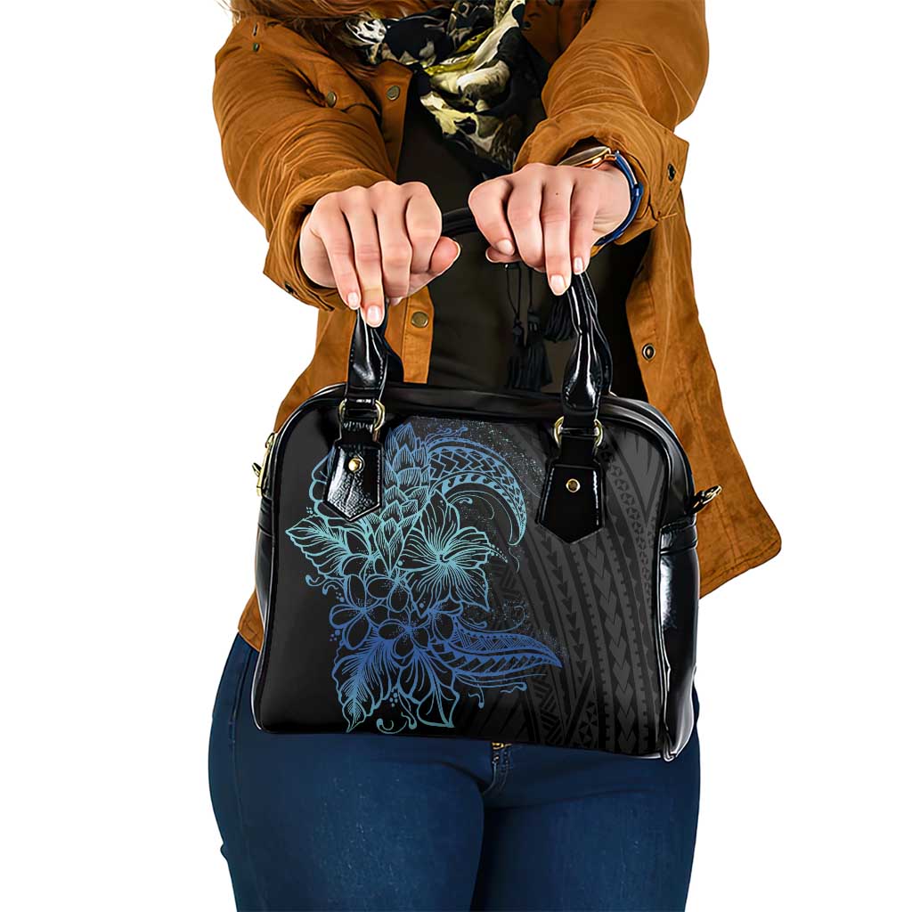 Floral Polynesian Hibiscus Tattoo Shoulder Handbag Blue Gradient Style LT9 One Size Blue - Polynesian Pride