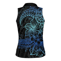 Floral Polynesian Hibiscus Tattoo Women Sleeveless Polo Shirt Blue Gradient Style LT9 - Polynesian Pride