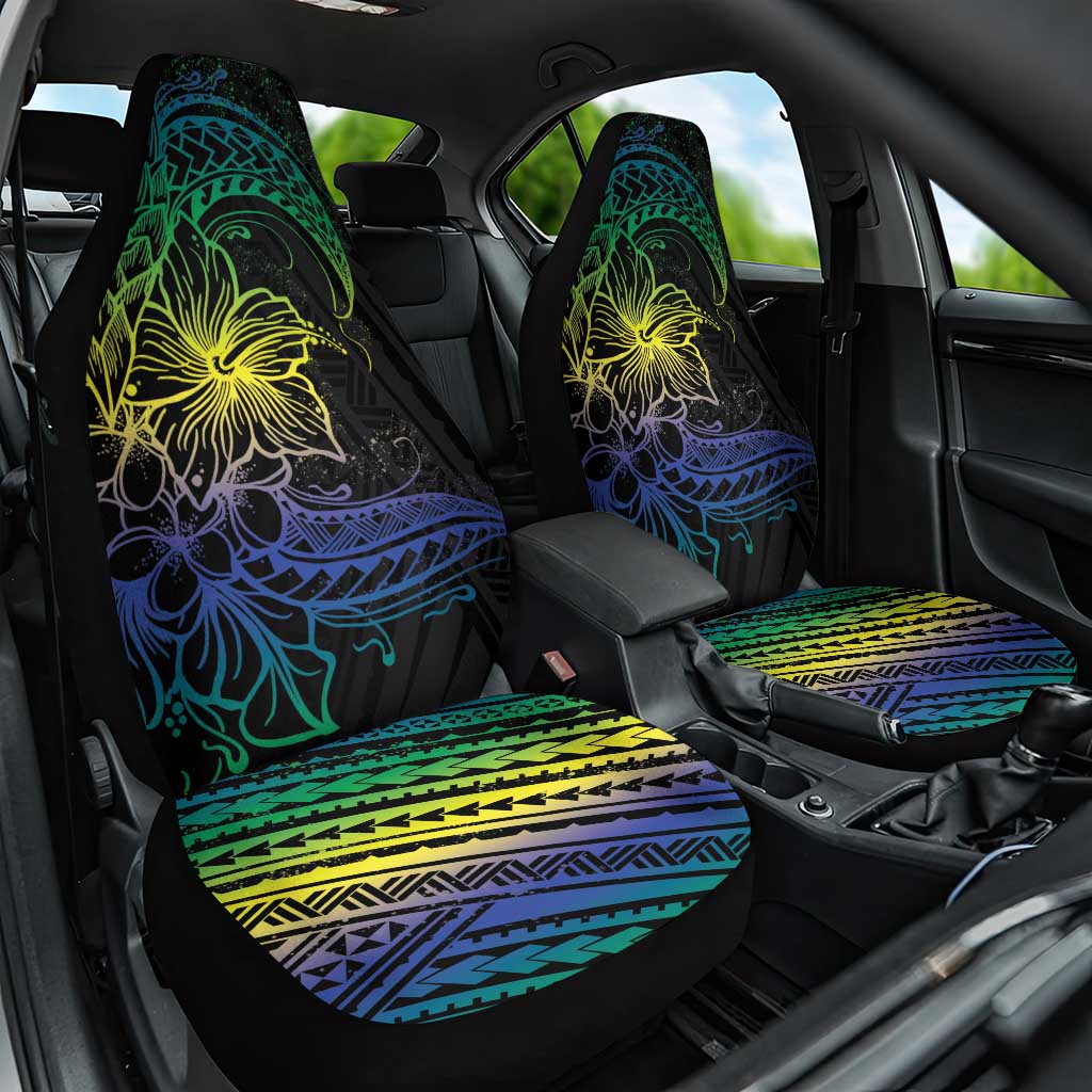 Floral Polynesian Hibiscus Tattoo Car Seat Cover Green Gradient Style LT9 One Size Green - Polynesian Pride