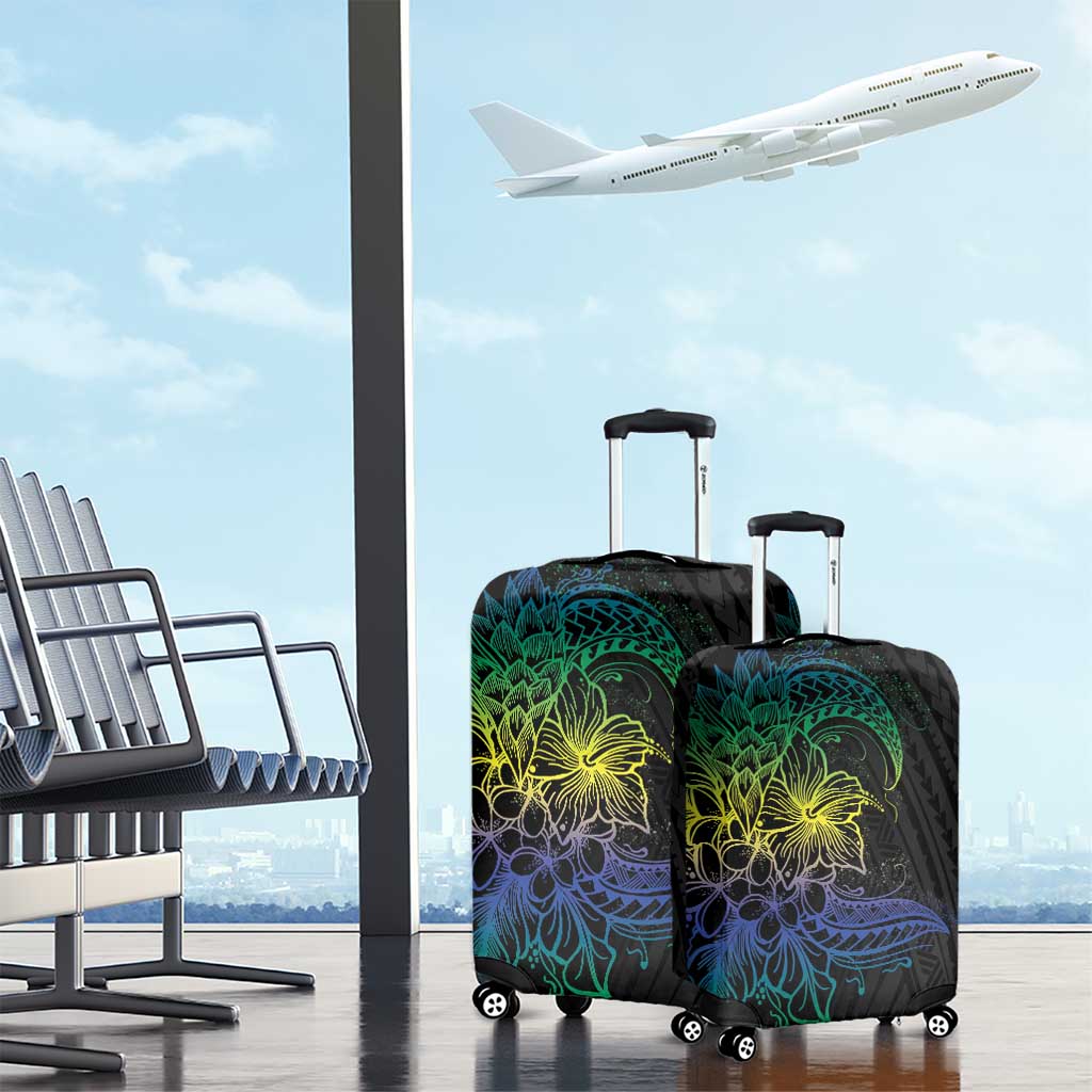 Floral Polynesian Hibiscus Tattoo Luggage Cover Green Gradient Style LT9 - Polynesian Pride