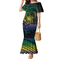 Floral Polynesian Hibiscus Tattoo Mermaid Dress Green Gradient Style LT9 Women Green - Polynesian Pride