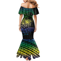 Floral Polynesian Hibiscus Tattoo Mermaid Dress Green Gradient Style LT9 - Polynesian Pride