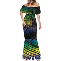 Floral Polynesian Hibiscus Tattoo Mermaid Dress Green Gradient Style LT9 - Polynesian Pride