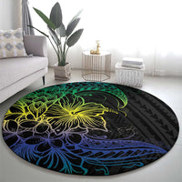 Floral Polynesian Hibiscus Tattoo Round Carpet Green Gradient Style LT9 - Polynesian Pride