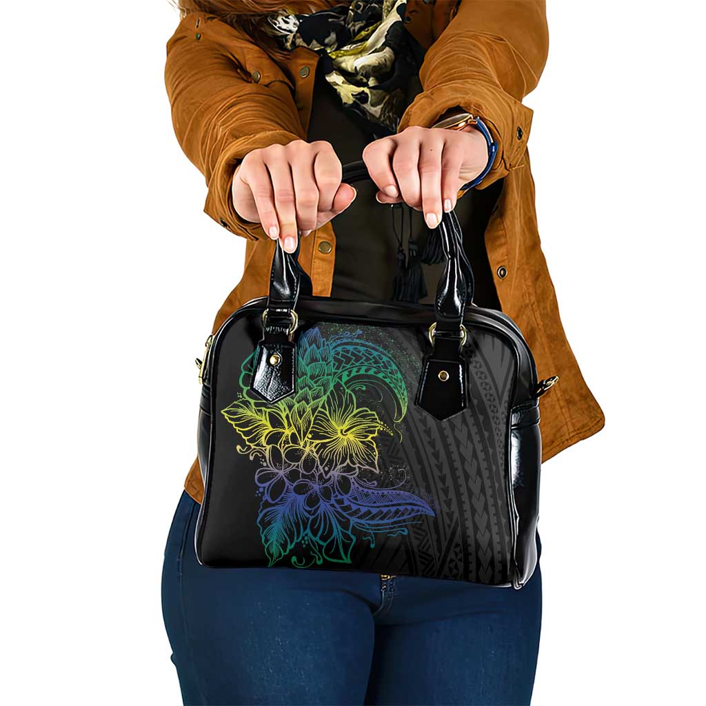 Floral Polynesian Hibiscus Tattoo Shoulder Handbag Green Gradient Style LT9 One Size Green - Polynesian Pride