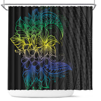 Floral Polynesian Hibiscus Tattoo Shower Curtain Green Gradient Style LT9 Green - Polynesian Pride