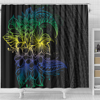 Floral Polynesian Hibiscus Tattoo Shower Curtain Green Gradient Style LT9 - Polynesian Pride