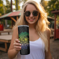 Floral Polynesian Hibiscus Tattoo Skinny Tumbler Green Gradient Style