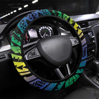 Floral Polynesian Hibiscus Tattoo Steering Wheel Cover Green Gradient Style LT9 Universal Fit Green - Polynesian Pride