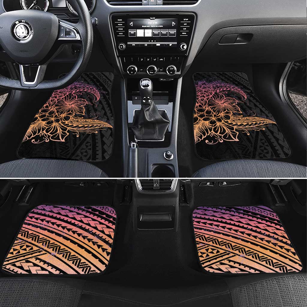 Floral Polynesian Hibiscus Tattoo Car Mats Peach Gradient Style LT9 Set 4pcs Peach - Polynesian Pride