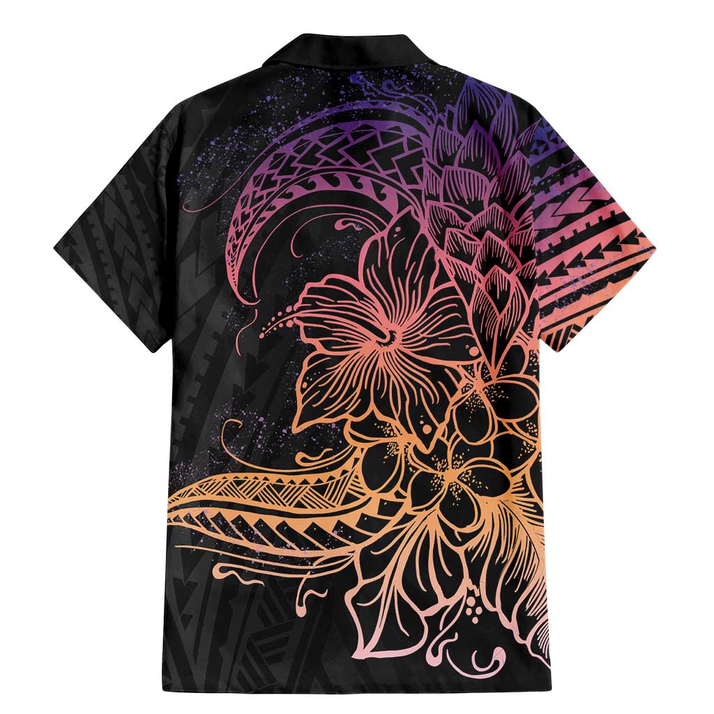 Floral Polynesian Hibiscus Tattoo Family Matching Mermaid Dress and Hawaiian Shirt Peach Gradient Style LT9 - Polynesian Pride