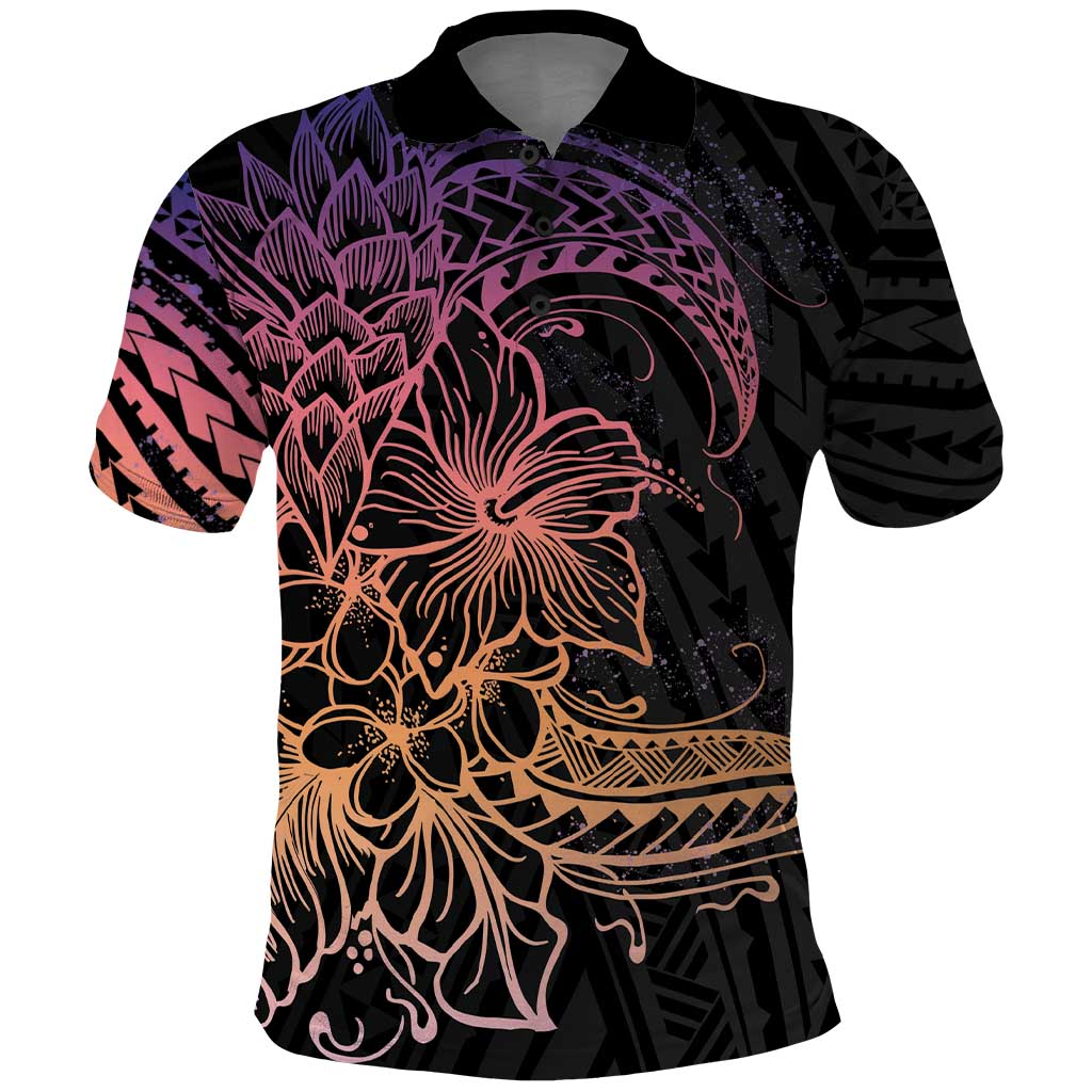 Floral Polynesian Hibiscus Tattoo Polo Shirt Peach Gradient Style LT9 Peach - Polynesian Pride