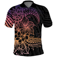 Floral Polynesian Hibiscus Tattoo Polo Shirt Peach Gradient Style LT9 Peach - Polynesian Pride