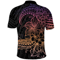 Floral Polynesian Hibiscus Tattoo Polo Shirt Peach Gradient Style LT9 - Polynesian Pride