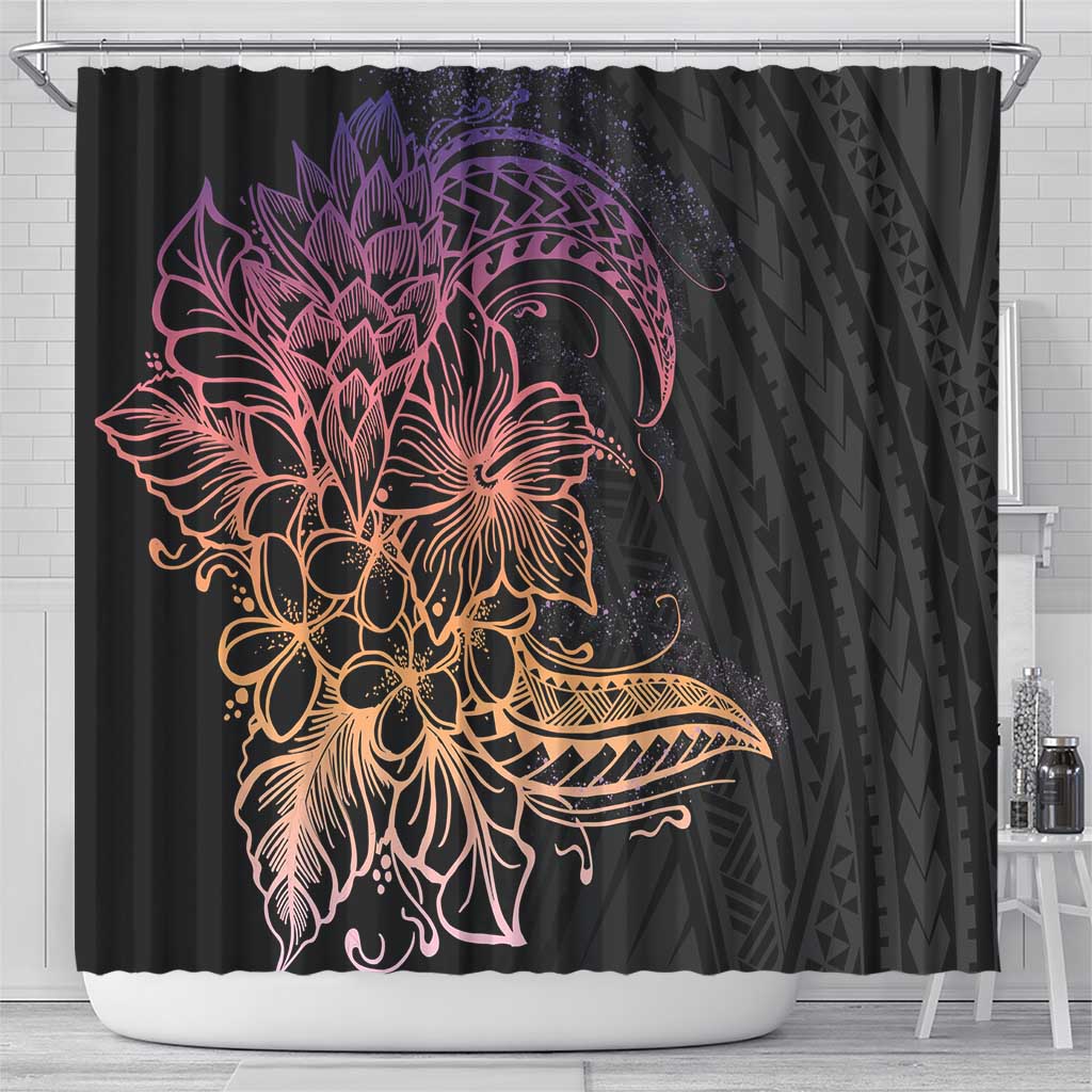 Floral Polynesian Hibiscus Tattoo Shower Curtain Peach Gradient Style LT9 - Polynesian Pride