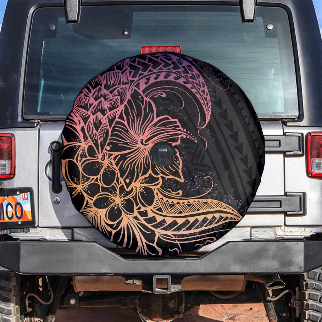 Floral Polynesian Hibiscus Tattoo Spare Tire Cover Peach Gradient Style LT9 Peach - Polynesian Pride