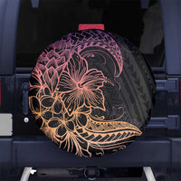 Floral Polynesian Hibiscus Tattoo Spare Tire Cover Peach Gradient Style LT9 - Polynesian Pride
