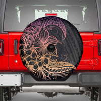 Floral Polynesian Hibiscus Tattoo Spare Tire Cover Peach Gradient Style LT9 - Polynesian Pride