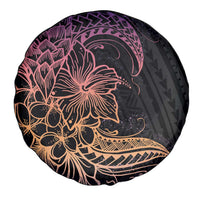 Floral Polynesian Hibiscus Tattoo Spare Tire Cover Peach Gradient Style LT9 - Polynesian Pride