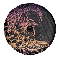Floral Polynesian Hibiscus Tattoo Spare Tire Cover Peach Gradient Style LT9 - Polynesian Pride