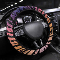 Floral Polynesian Hibiscus Tattoo Steering Wheel Cover Peach Gradient Style LT9 Universal Fit Peach - Polynesian Pride