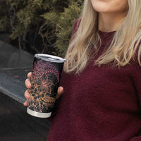 Floral Polynesian Hibiscus Tattoo Tumbler Cup Peach Gradient Style
