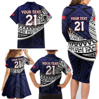 Custom Samoa Rugby Pacific Family Matching Long Sleeve Bodycon Dress and Hawaiian Shirt Samoan Warrior Tribal Pattern LT9 - Polynesian Pride