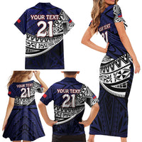 Custom Samoa Rugby Pacific Family Matching Short Sleeve Bodycon Dress and Hawaiian Shirt Samoan Warrior Tribal Pattern LT9 - Polynesian Pride