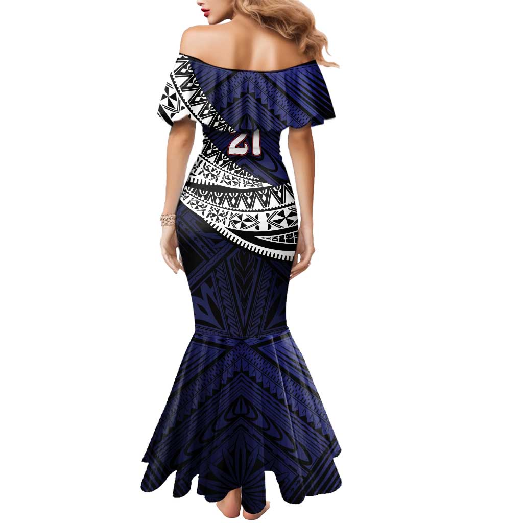 Custom Samoa Rugby Pacific Mermaid Dress Samoan Warrior Tribal Pattern