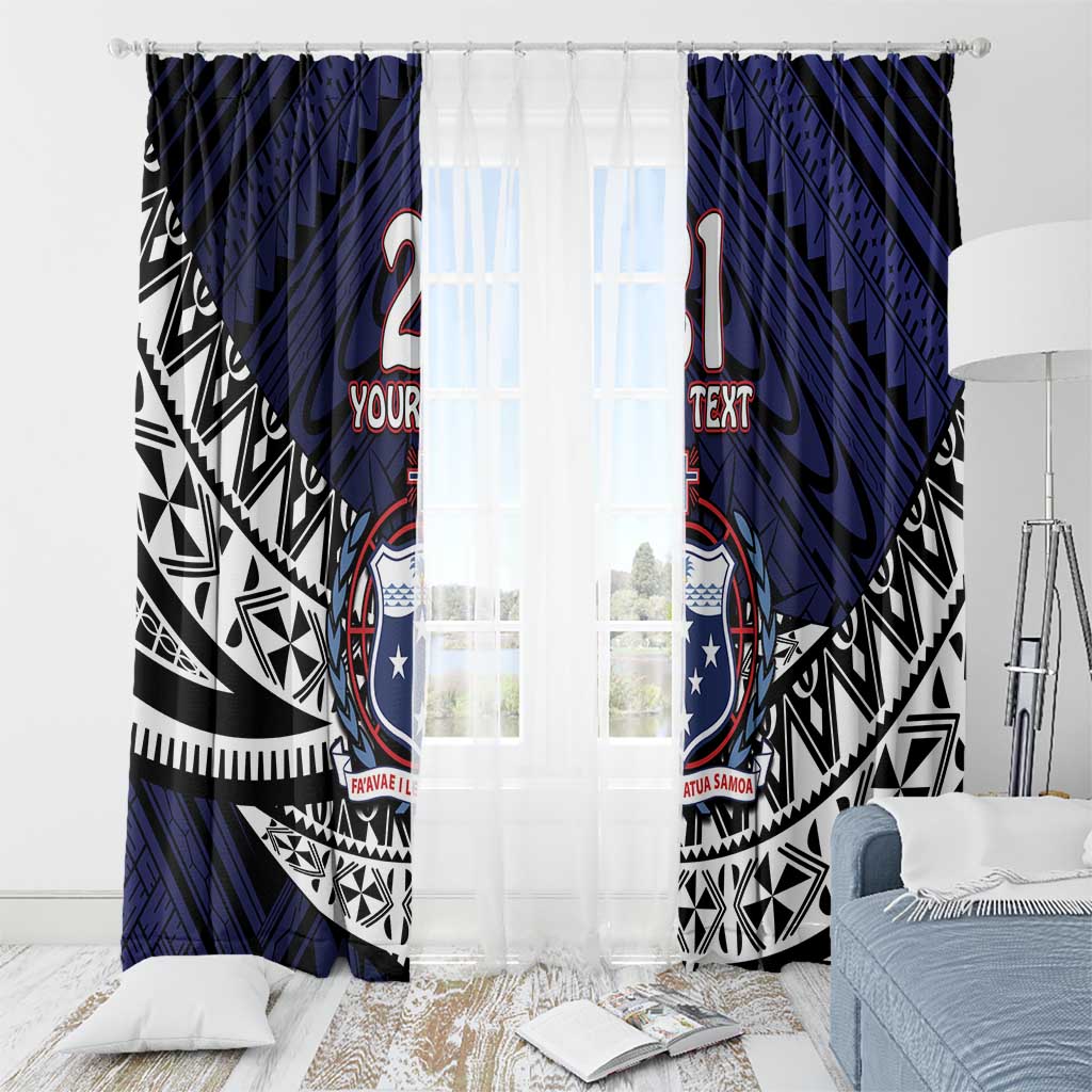 Custom Samoa Rugby Pacific Window Curtain Samoan Warrior Tribal Pattern