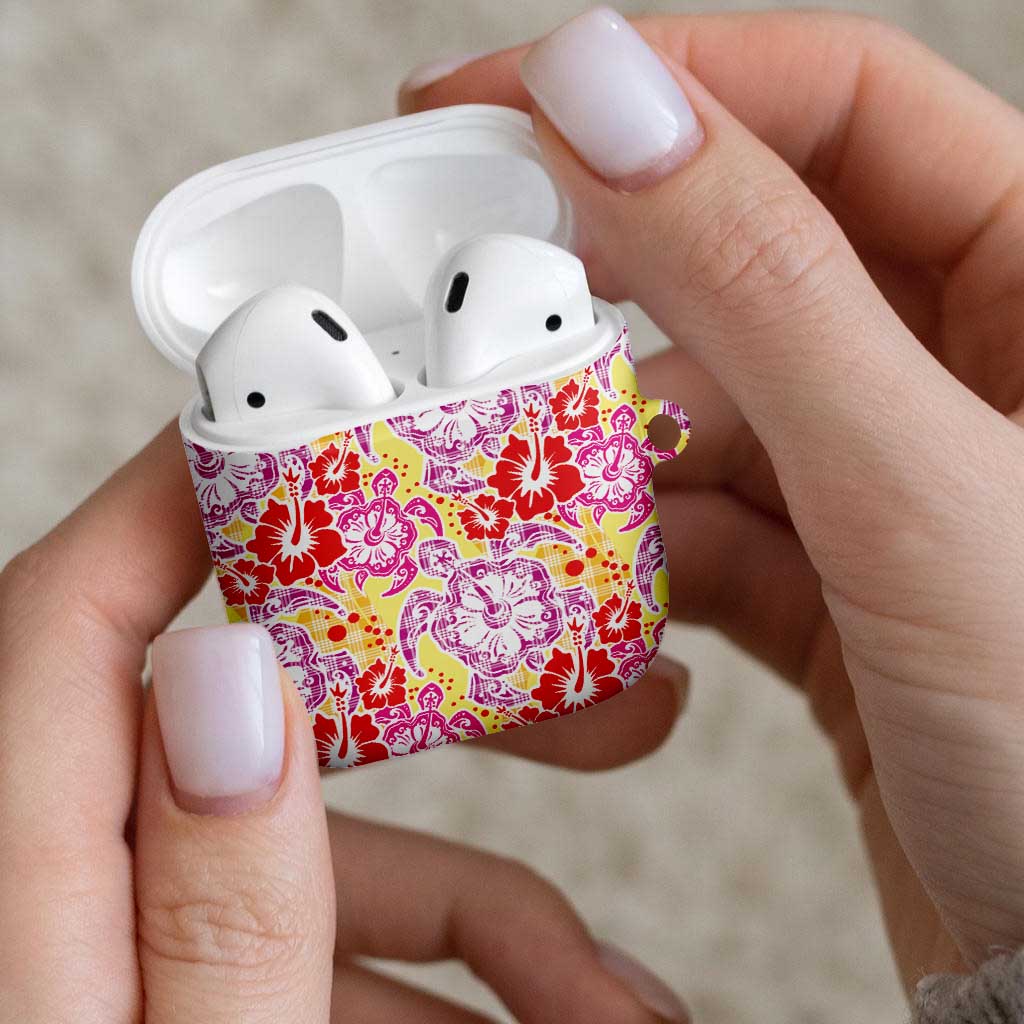 Palaka with Honu and Hibiscus AirPods Case Hawaiian Heritage Spirit - Polynesian Pride