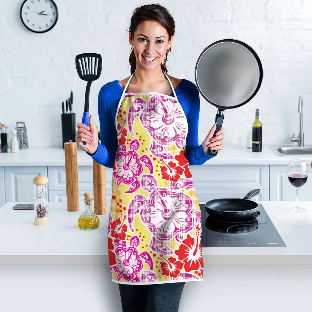 Palaka with Honu and Hibiscus Apron Hawaiian Heritage Spirit - Polynesian Pride