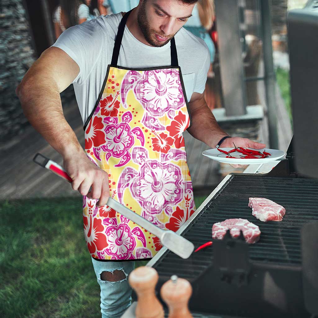 Palaka with Honu and Hibiscus Apron Hawaiian Heritage Spirit - Polynesian Pride
