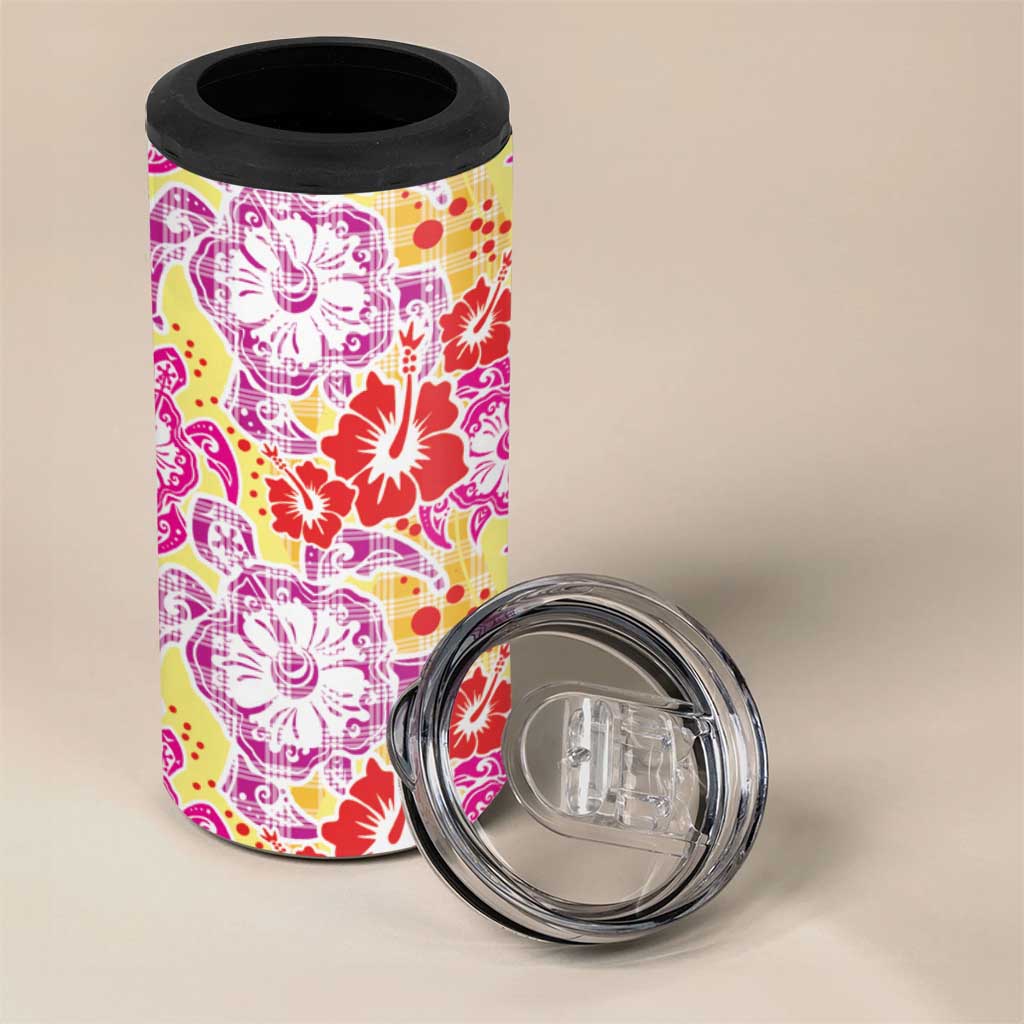 Palaka with Honu and Hibiscus 4 in 1 Can Cooler Tumbler Hawaiian Heritage Spirit LT9 - Polynesian Pride