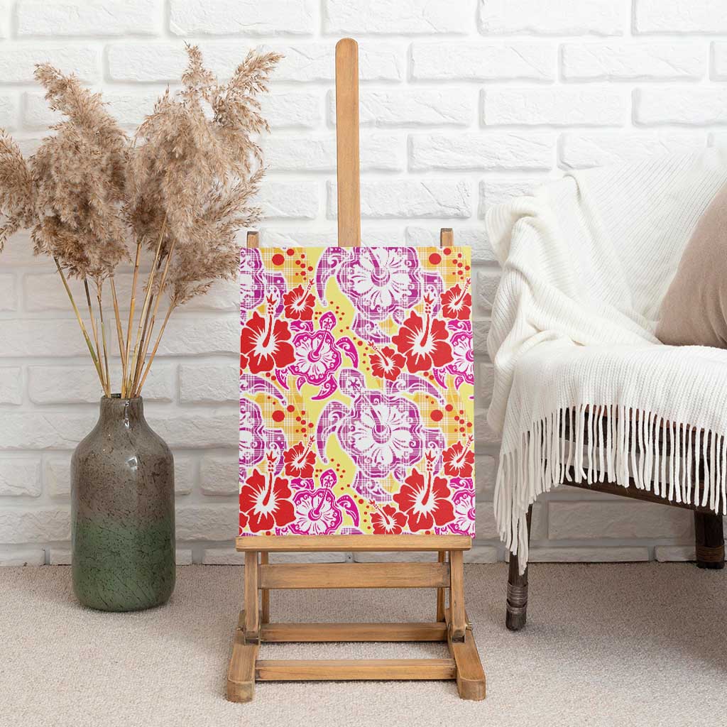 Palaka with Honu and Hibiscus Canvas Wall Art Hawaiian Heritage Spirit - Polynesian Pride
