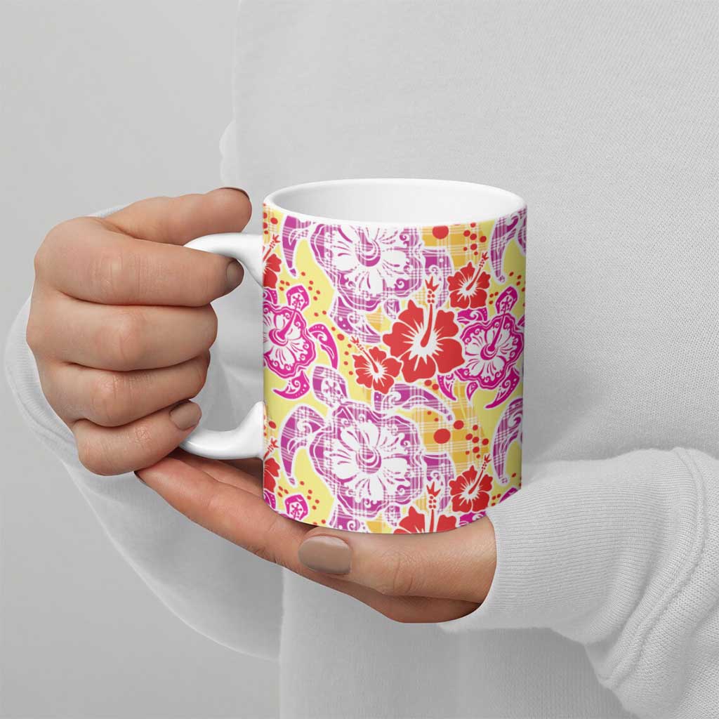 Palaka with Honu and Hibiscus Ceramic Mug Hawaiian Heritage Spirit - Polynesian Pride