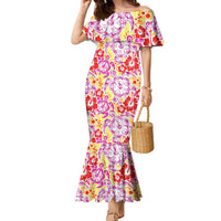 Palaka with Honu and Hibiscus Family Matching Mermaid Dress and Hawaiian Shirt Hawaiian Heritage Spirit LT9 Mom's Dress Red - Polynesian Pride