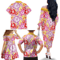 Palaka with Honu and Hibiscus Family Matching Off The Shoulder Long Sleeve Dress and Hawaiian Shirt Hawaiian Heritage Spirit LT9 - Polynesian Pride
