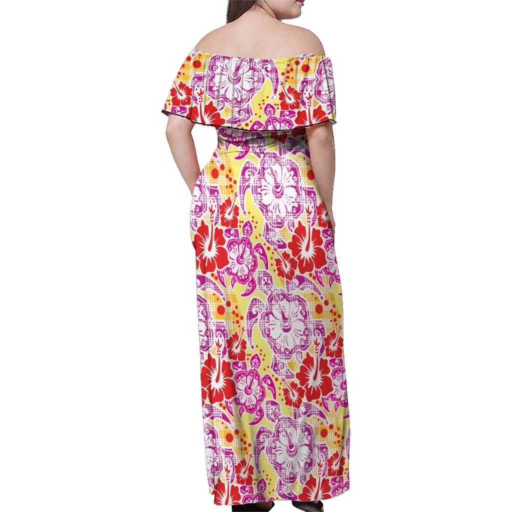 Palaka with Honu and Hibiscus Family Matching Off Shoulder Maxi Dress and Hawaiian Shirt Hawaiian Heritage Spirit LT9 - Polynesian Pride