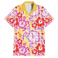 Palaka with Honu and Hibiscus Family Matching Off Shoulder Short Dress and Hawaiian Shirt Hawaiian Heritage Spirit LT9 Dad's Shirt - Short Sleeve Red - Polynesian Pride