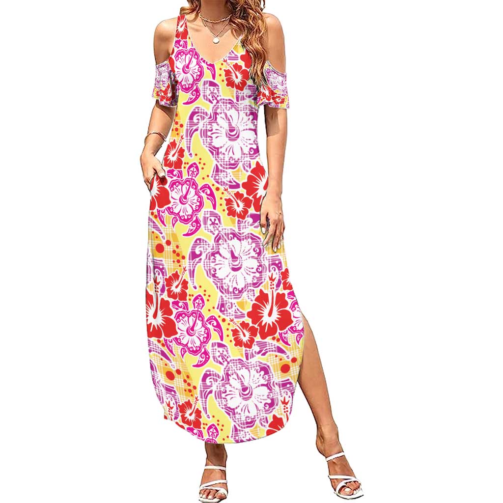 Palaka with Honu and Hibiscus Family Matching Summer Maxi Dress and Hawaiian Shirt Hawaiian Heritage Spirit LT9 Mom's Dress Red - Polynesian Pride