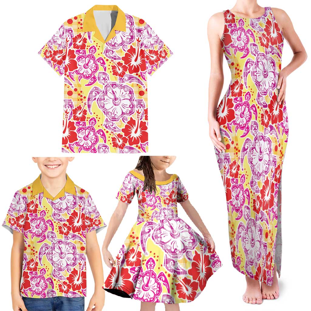 Palaka with Honu and Hibiscus Family Matching Tank Maxi Dress and Hawaiian Shirt Hawaiian Heritage Spirit LT9 - Polynesian Pride