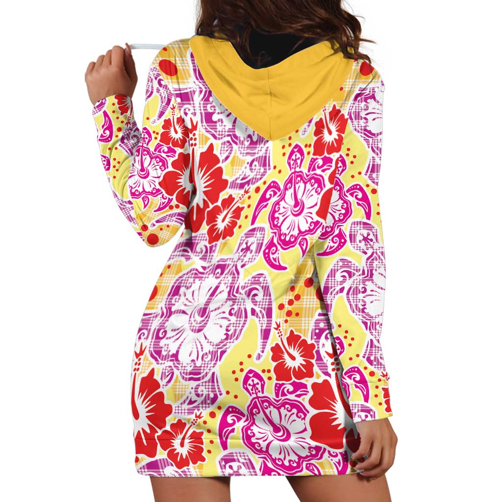 Palaka with Honu and Hibiscus Hoodie Dress Hawaiian Heritage Spirit LT9 - Polynesian Pride