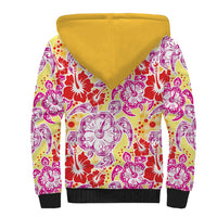 Palaka with Honu and Hibiscus Sherpa Hoodie Hawaiian Heritage Spirit LT9 - Polynesian Pride